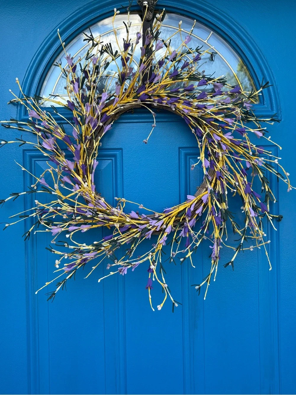 Lavender Spring Farmhouse Twig Wreath Front Door Decor